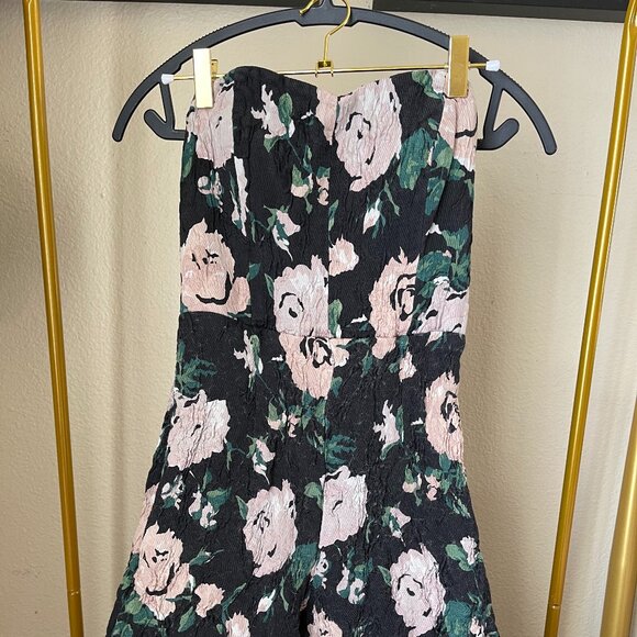 Club Monaco XS Black Floral Boned Corset Jumpsuit Elegant Party Look - Picture 2 of 12